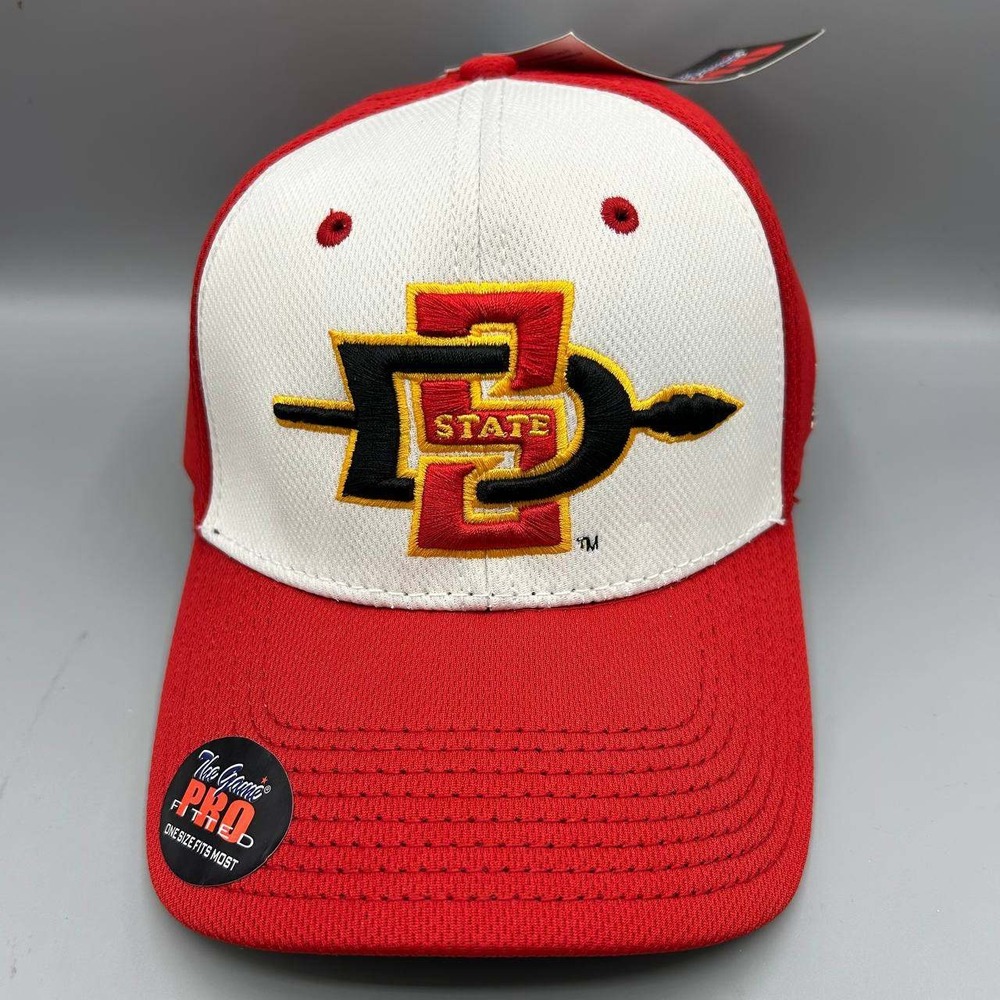 San Diego State Aztecs NCAA Men M-L White Red The Game Stretch Fitted Cap New